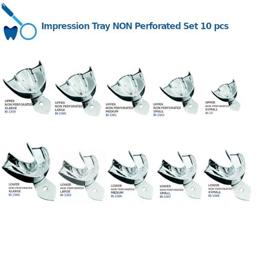 Impression Trays NON Perforated Set 10 pcs