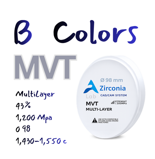 CAD/CAM Zirconia MVT Multilayer SHADE B COLORS