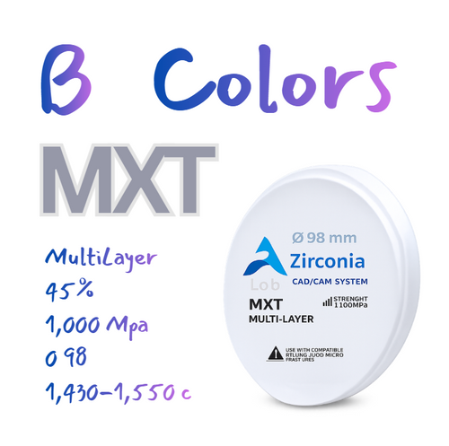 CAD/CAM Zirconia MXT Multilayer SHADE B COLORS