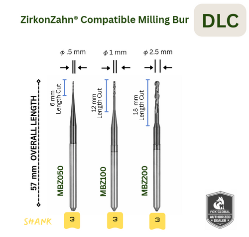 CAD/CAM Milling Bur DLC ZirkonZahn Compatible