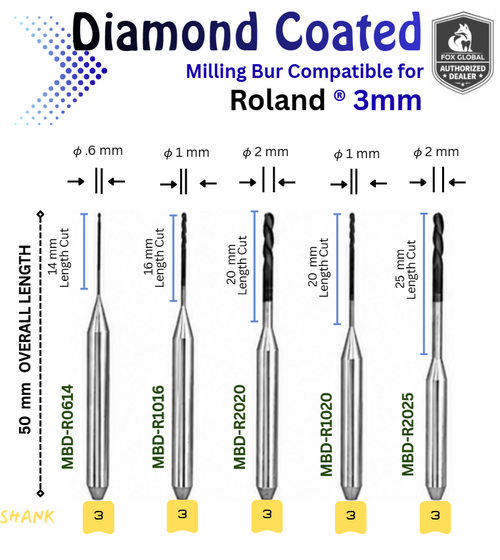 CAD/CAM Milling Diamond Bur Roland Compatible
