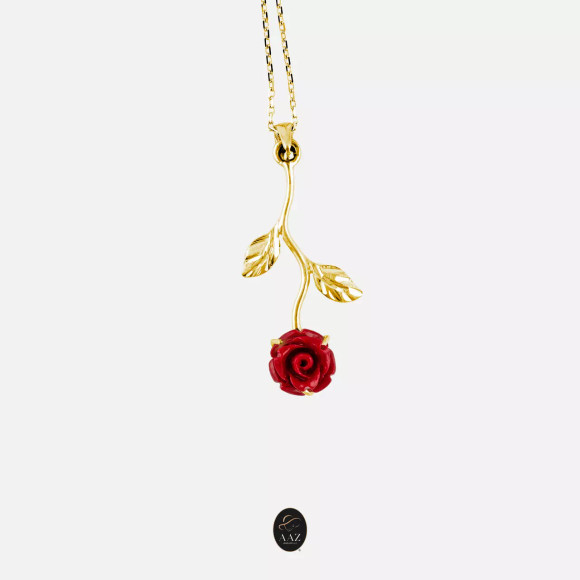 Red Rose 18K Gold Necklace