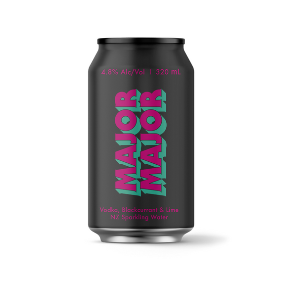 Major Major Vodka Blackcurrant & Lime 4.8% 320mL Cans 10 Pack