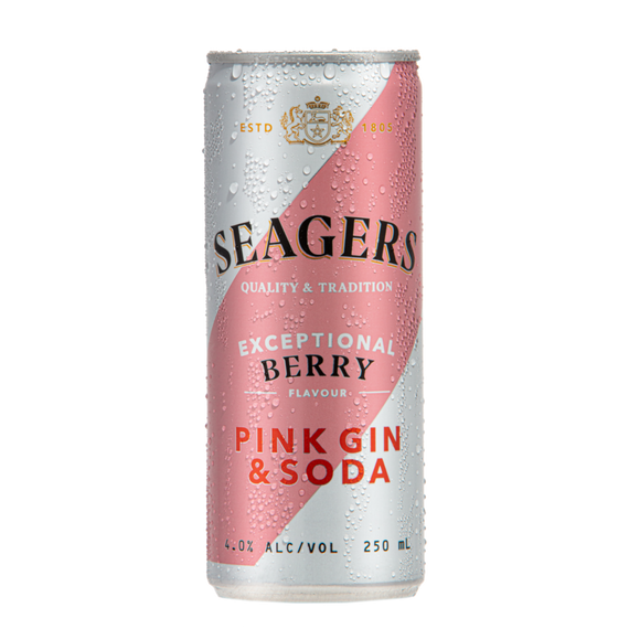 Seagers Pink Gin & Soda 4.0% 250mL Cans 12 Pack