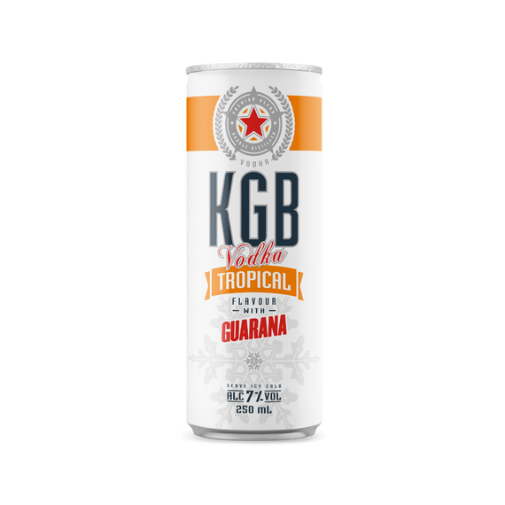 KGB Vodka Tropical Guarana 7.0% 250mL Cans 24 Pack