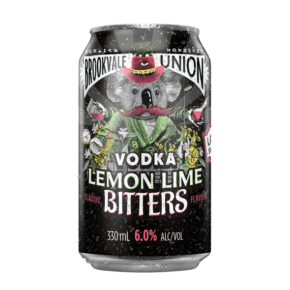 Brookvale Union Vodka Lemon, Lime and Bitters Low Sugar 6.0% 330ml Can 10 Pack