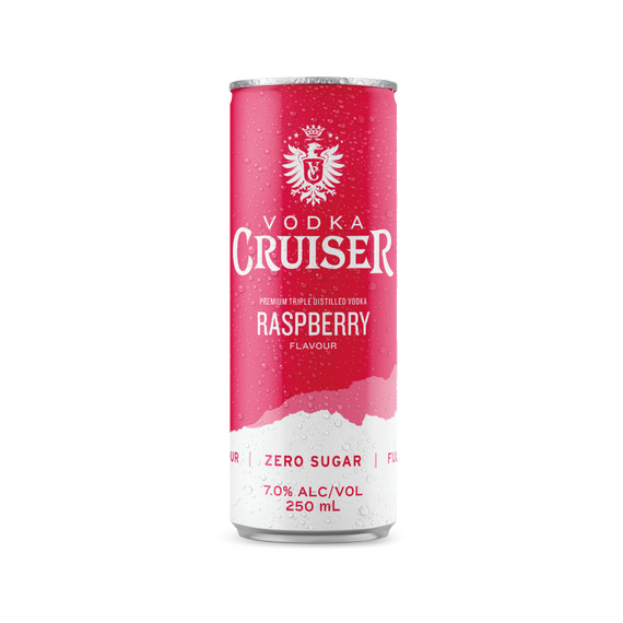 Vodka Cruiser Zero Sugar Raspberry 7% 250ml Can 12 Pack