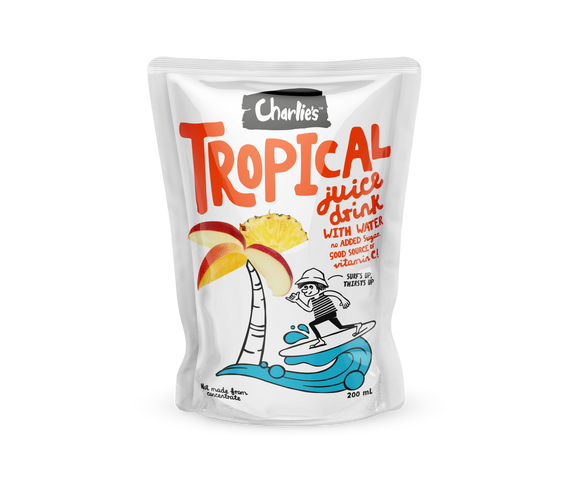 Charlie's Kids Pouch Tropical 200ml 10 Pack Charlie's Kids Pouch Tropical 200ml 10 Pack