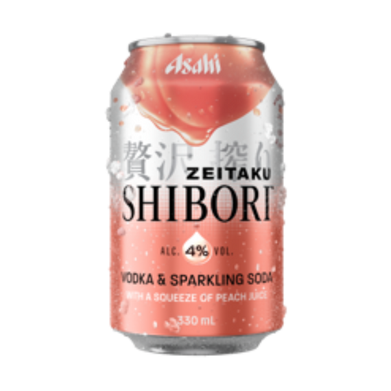 Asahi Shibori Vodka Peach 4.0% 330ml Can 24 Pack