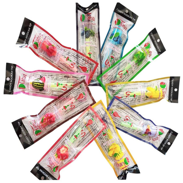 Tanya Candy Lolly Pop Disposable Hookah Tips - Assorted Flavors - Display of 50