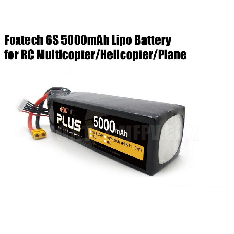 Foxtech 6s 5000mah lipo battery high discharge for RC multicopter