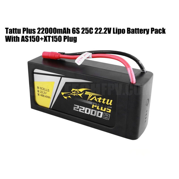 Tattu Plus 22000mAh 6S 25C 22.2V Lipo Battery Pack With AS150+XT150 Plug