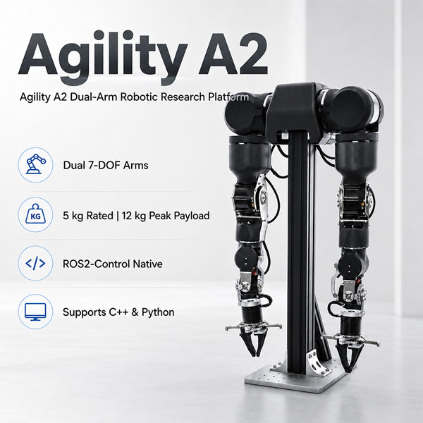 Agility A2 Dual-Arm Robotic Research Platform Based on OpenArm- for Embodied AI, ROS2 & Robot Learning | High Payload, Bimanual Manipulation & Remote Teleoperation