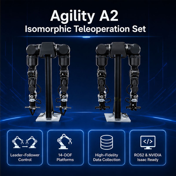 Agility A2 Dual-Arm Isomorphic Teleoperation Robot System for Embodied AI & Robot Learning | Isomorphic Leader–Follower, ROS2 & NVIDIA Isaac