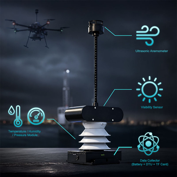 AEROMETO Weather Station | Drone-Mounted Meteorological Sensor System for Low-Altitude Environmental & Atmospheric Monitoring