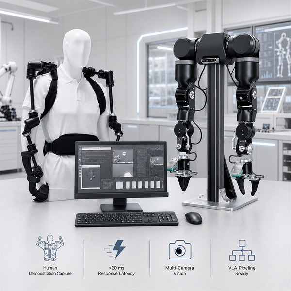 Agility A2 + ExoArm-7 Exoskeleton Arm VLA Suite | Wearable Bimanual Teleoperation Platform for Embodied AI Research, Robot Learning, Rapid POC Validation