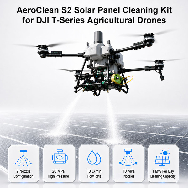 AeroClean S2/S4 Solar Panel Cleaning Kit for DJI T-Series Agricultural Drones | High-Pressure PV Cleaning System