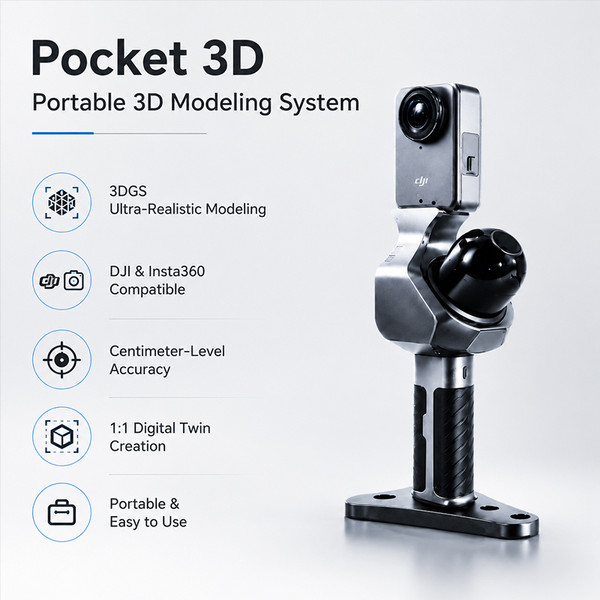 Pocket 3D Portable 3D Scanner & Modeling System with 3DGS Gaussian Splatting Technology for Digital Twin, AI Simulation & Reality Capture