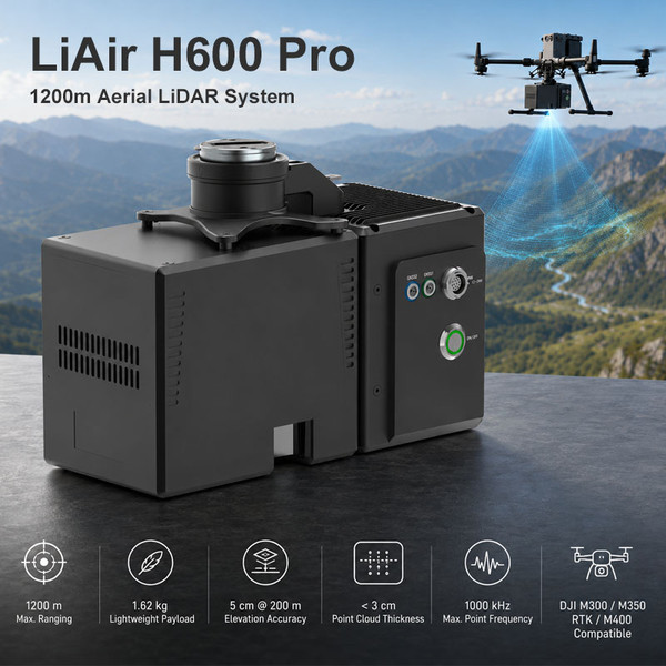 LiAir H600 Pro 1200m Surveying-Grade LiDAR Scanning System for DJI M300/M350 RTK/M400 | Power Line & Forestry Mapping