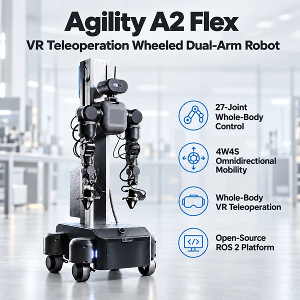 Agility A2 Flex VR Teleoperation System | 27-DOF Open-Source Wheeled Dual-Arm Robot for Embodied AI & Robot Learning