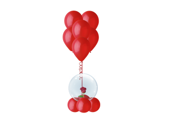 Valentine's Day - Custom Red Balloon Bouquet with Rose