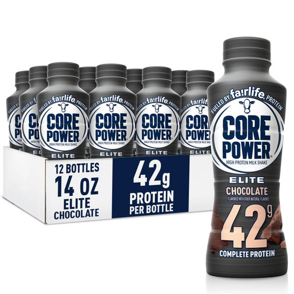 Core Power Elite Chocolate 42g Protein Shake, 14 oz. Bottles, 12 Pack