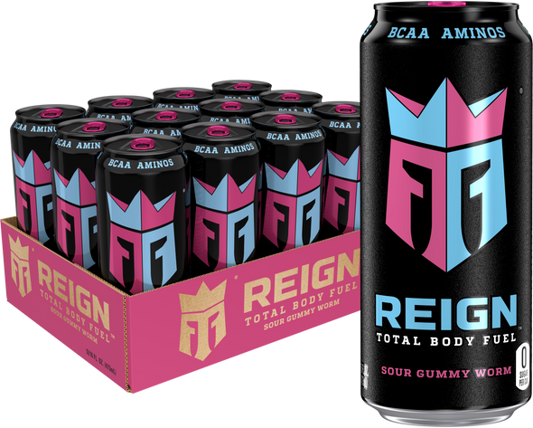 Reign Total Body Sour Gummy Worm, 16 oz. Cans, 12 Pack