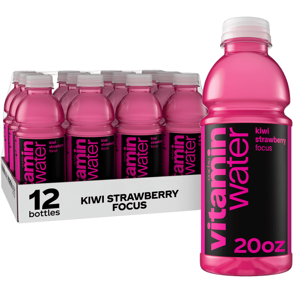 A 12 pack of 20 ounce vitaminwater kiwi-strawberry