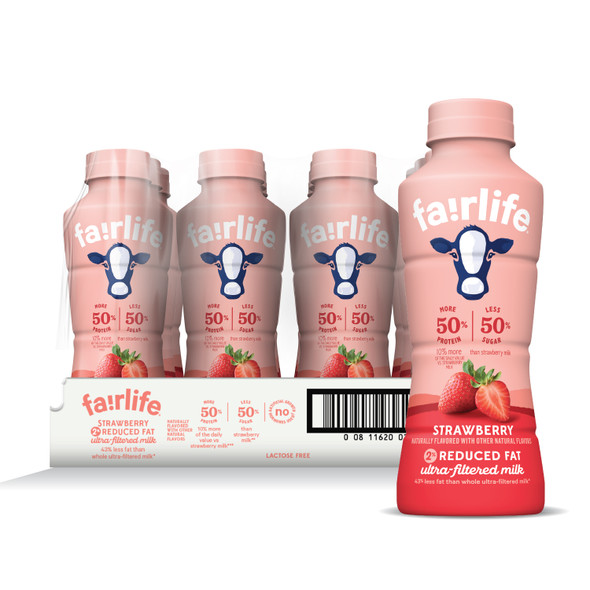 fairlife Strawberry 2% Reduced Fat Ultra-filtered Milk, 14 fl oz. 12 Pack