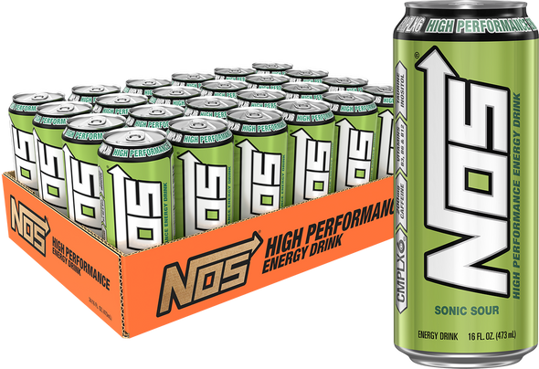 NOS Sonic Sour Energy Drink, 16 oz. Cans, 24 Pack