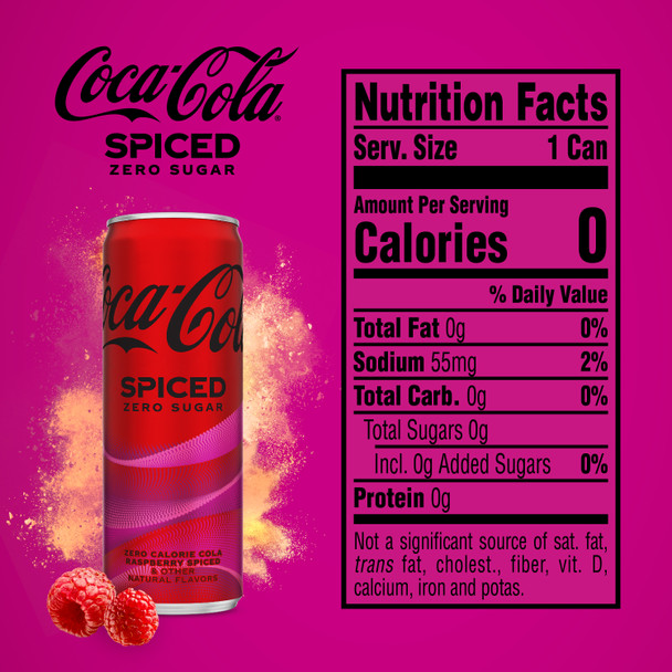 Coca-Cola Spiced Zero Sugar, 12 oz. Slim Cans, 24 Pack