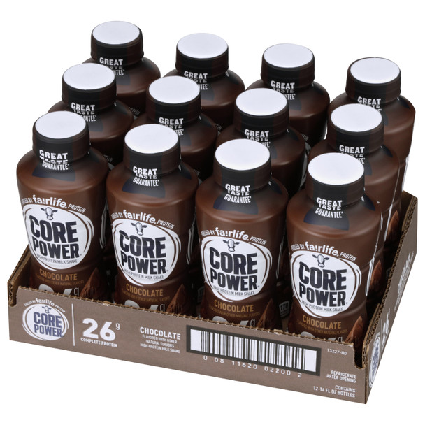 Core Power Chocolate 26g Protein Shake, 14 oz. Bottles, 12 Pack
