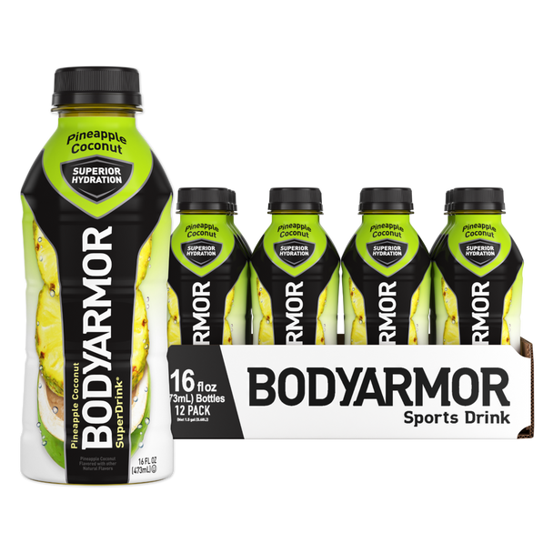 BODYARMOR Sports Drink  Pineapple Coconut, 16 oz. Bottles, 12 pack