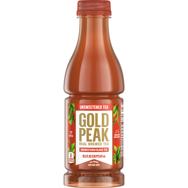 Gold Peak Unsweetened Tea, 18.5 oz. Bottles, 12 Pack