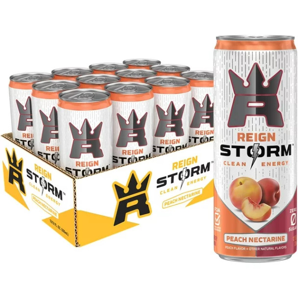 Reign Storm Peach Nectarine, 12 oz. Cans, 12 Pack