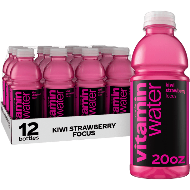 A 12 pack of 20 ounce vitaminwater kiwi-strawberry