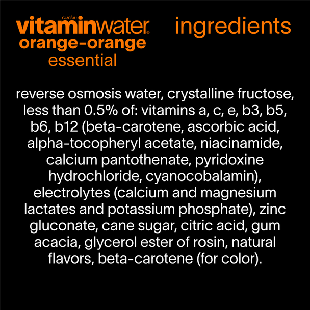 Ingredients of vitamin water orange-orange essential