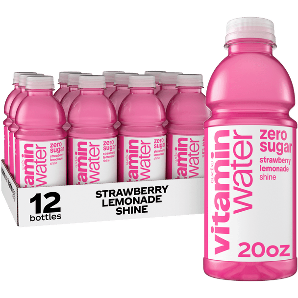 A 12 pack of 20 ounce vitaminwater zero sugar shine strawberry lemonade bottles A 12 pack of 20 ounce vitaminwater zero sugar shine strawberry lemonade bottles