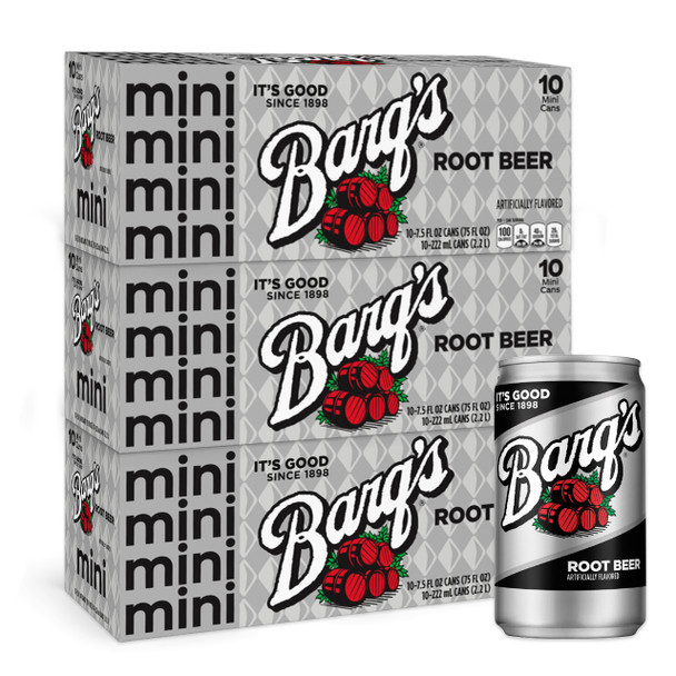 Barq's Root Beer, 7.5 oz. Mini Cans, 30 Pack