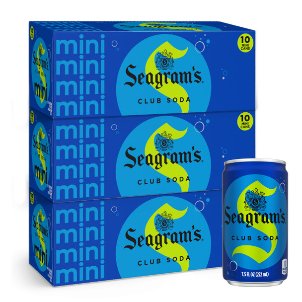 Seagram's Club Soda, 7.5 oz. Mini Cans, 30 Pack