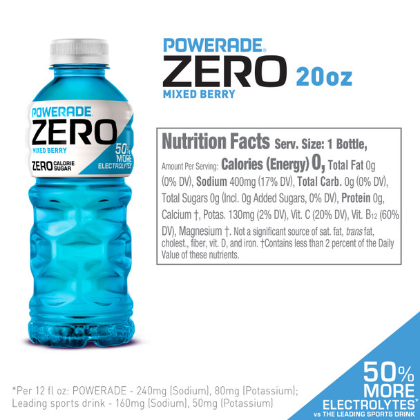 POWERADE Zero Mixed Berry, 20 oz. Bottles 24 Pack