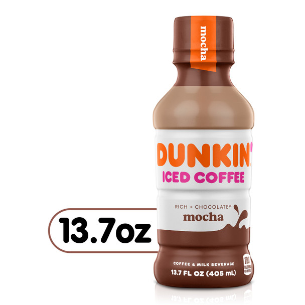 Dunkin' Mocha Iced Coffee, 13.7 oz. Bottles 12 Pack