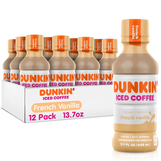 Dunkin' French Vanilla Iced Coffee, 13.7 oz. Bottles 12 Pack