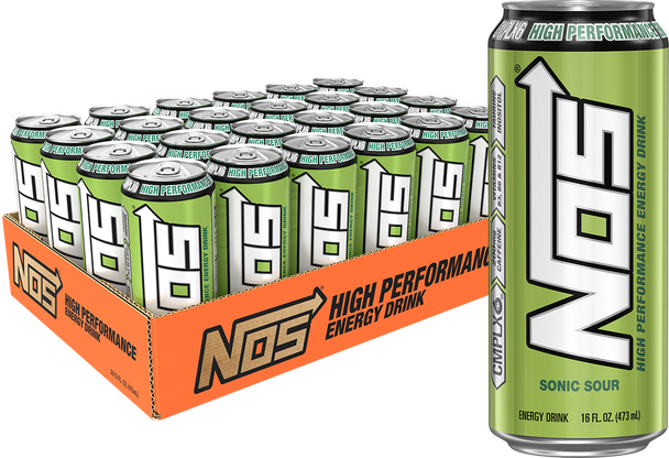 NOS Sonic Sour Energy Drink, 16 oz. Cans, 24 Pack
