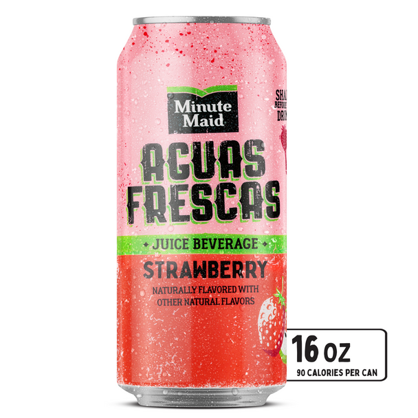 Minute Maid Aguas Frescas Strawberry Fruit Juice, 16 oz. Cans, 24 Pack