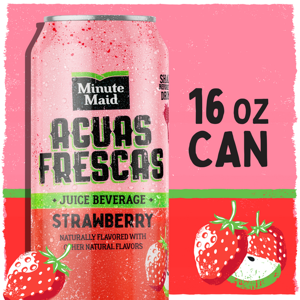 Minute Maid Aguas Frescas Strawberry Fruit Juice, 16 oz. Cans, 24 Pack