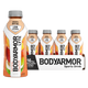 a 12 pack of 16 ounce BODYARMOR lyte peach mango bottles.