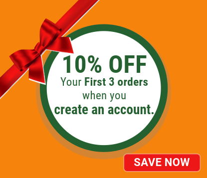 10% Off Your Frist 3 orders when you create an account. Save now by creating an account.