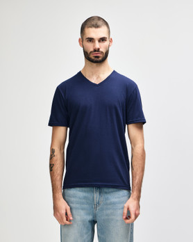 64V00 Adult V-Neck T-Shirt Front (Navy)