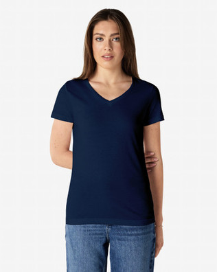 64V00L Women's V-Neck T-Shirt Front (Navy)